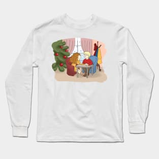 New Year Happy Couple in love in a cafe Long Sleeve T-Shirt